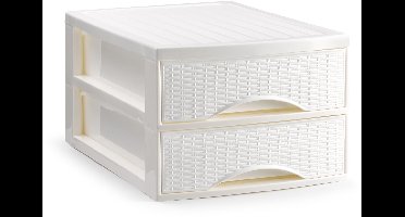 Plasticforte Ladekastje bureau organizer SORTED - 2 lades - wit - L26 x B35 x H19 cm - kunststof - organiseren