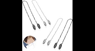 Servetketting voor restaurants - 4stuks - servet clip - 50cm - draagbaar nekaccessoire voor servetten - slabbetjes houder clips - slabhouder volwassene - servetklemmen met ketting - legering - Bib Clips - verstelbaar - Servet Bevestigingsclips