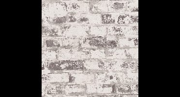 DUTCH WALLCOVERINGS Behang baksteen wit en grijs 42507-10