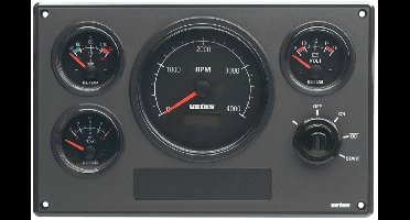 VETUS 12V Motorpaneel met 4 Motorinstrumenten geschikt voor tweede Dynamo | MP34KBS2D