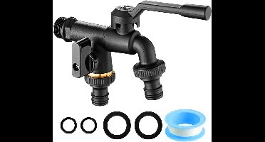 Boraboi® Robuuste vorstbestendige dubbele messing tuinkraan met twee 34 inch uitgangen voor veelzijdig gebruik