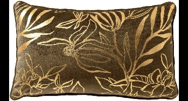 Dutch Decor LONNE - sierkussen 30x50 cm - bladmotief - Military Olive - groen - Inclusief binnenkussen - Luxe kussens voor woonkamer & bank