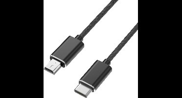 USB C naar Mini USB Kabel Zwart - 1 meter