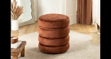 Ronde poef VOGUE 50cm roestbruin fluwelen poef met opbergruimte - 46694
