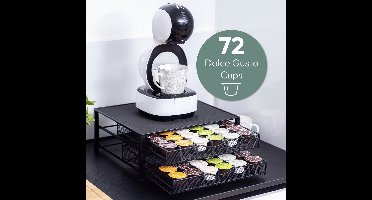 Gadgy Dolce Gusto Capsulehouders 2 Lades - Capsulehouder met lade - Koffie Cuphouder 72 capsules - Padhouder - RVS - Zwart - Antislip & Trilling Dempend