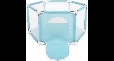 Grondbox zeshoekige voor Baby - Geen Ballen - Kinderbox - Speeltuin - Baby box inklapbaar voor kinder - Kruipbox - Speelbox playpen - Speelballen - Speelomgeving - lichtgroen