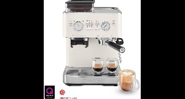 KitchenAid Halfautomatische Espressomachine met Koffiemolen - Ingebouwde koffiemolen, kantelbaar stoompijpje, 15 bar pomp en drukmeter - Porcelain White
