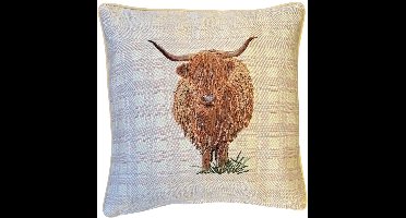 Kussenhoes – Luxe Gobelinstof – Highland Cow – Schotse Hooglander – 45 x 45 cm
