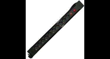 Chacon Stekkerdoos met schakelaar 10-voudig - 16A - 3x1,5mm2 - 1.5m - Zwart