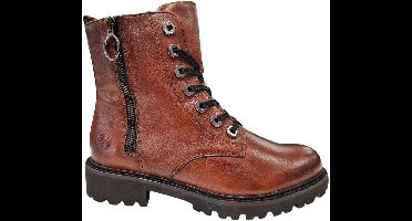 Remonte Bruine Leren Dames Veterboots - Bruin - 38