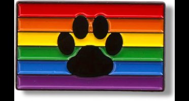 Pride Paw Pin – Regenboog Button met Pootafdruk – Dierenliefde Speld