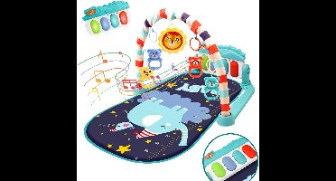 Velox Goods VL-504 Baby Gym met Fitness Piano – Speelkleed voor Baby's vanaf 3 Maanden – Educatief Activiteitencentrum met Muziek, Licht en Verwijderbare Speeltjes – Stimuleert Motorische Ontwikkeling – Blauw