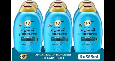 OGX Argan Oil of Morocco Shampoo, Arganolie, Sulfaatvrij, Herstelt Glans & Sterkte, Voor Droog & Futloos Haar, Lichtgewicht Formule, 6x385 ml