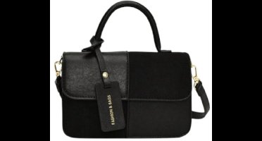 S&E Stijlvolle Suède Schoudertas – Elegant & Veelzijdig voor Dagelijks Gebruik - Zwart 1