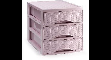 Plasticforte Ladekastje bureau organizer SORTED - 3 lades - roze - L26 x B35 x H28 cm - kunststof - organiseren