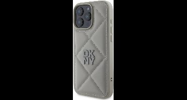 DKNY - iPhone 16 Pro Max Back cover case – PU Leather Quilted Stack Logo – Beige