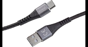 (Intenso) A315C black USB-A naar USB-C laad- en data kabel - 1.5meter - zwart