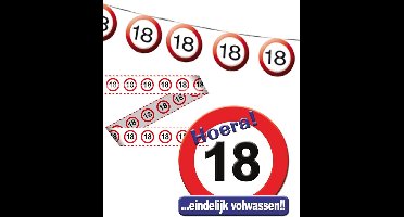18 jaar Feest pakket versiering verkeersbord - 3delig.