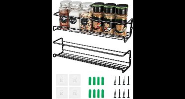 Boraboi® Metalen Zelfklevende Kruideniersrekset voor Wand- en Kastmontage zonder Boren, en Ruimtebesparend
