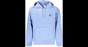 Eco-Conscious Hooded Cotton Sweater with Central Pocket - Blue