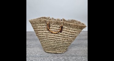 MigoStyling - Strandtas - Boodschappentas - Trendy - Bamboe Handvat - Zeegras - Riet - Natuurproduct