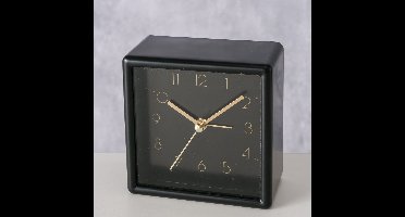 Reiswekker - klok - Slaapkamer tafel klokje - Tafelklok - Zwart - Goud - 9.5x9.5x4.5cm. - Unic