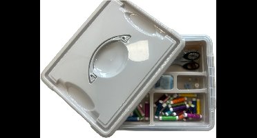 Plasticforte Naaidoos/naaigerei opbergbox - bruin -12L - 34 x 27 x 18 cm - met vakverdeling tray - wol/garen/spelden