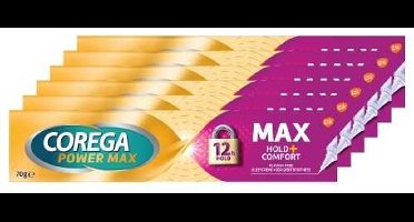 Corega Max Hold + Comfort kleefcrème voor de gebitsprothese voor sterke hechting, 6 x 70 g