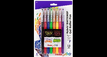 Pentel Arts Hybrid Mattehop Gel Roller Pen - 8 stuks - 1.0mm - 28571