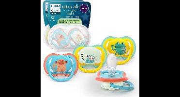 Philips Avent Ultra Air Day & Night – Glow-in-the-dark fopspeen – Extra luchtopeningen – 4 stuks - SCF349/56