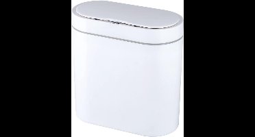 Badkamerprullenbak Met Deksel - 9,5 Liter - Slimme Sensor - Waterdicht - Smal Kunststof Ontwerp - Bewegingsmelder - Kleine Vuilnisbak - Wit