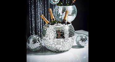 MikaMax IJsemmer Discobal Zilver – XL 11L – Ø27,5 cm – Glinsterende Party Koeler – Voor Wijn, Fris en IJs