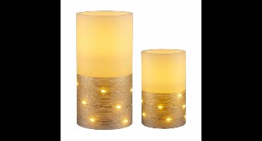2 x LED Waxinelichtjes Fairy Lights Wit/Zilver warm wit voor 3 x AAA batterij met schakelaar