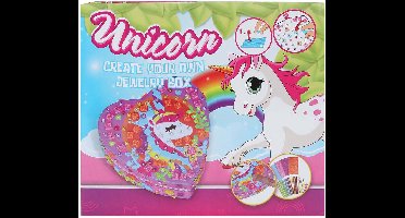 Sieradendoos eenhoorn karton knutselset voor kinderen multicolor.