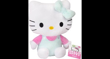 Hello Kitty Zittend (Roze/Turquoise) Pluche Knuffel 35 cm - Speelgoed Knuffels voor Kinderen Meisjes - Kat Cat Kitten Plush Toy - Melody, Kuromi, Hello Kitty