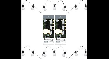 Home Deco Factory Solar feestverlichting lichtsnoer - 2x - 20 LED lampen - warm wit - 1070 cm - zonne-energie - buiten - tuinverlichting