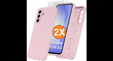 Hoesje geschikt voor Samsung Galaxy A36 Hoesje siliconen Pink Sand siliconen hoesje TPU - met Samsung A36 Screenprotector - 2 stuks