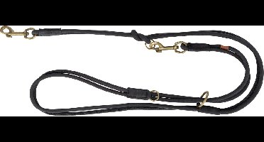 Trixie hondenriem pure verstelbaar rond gestikt leer zwart