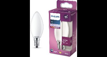 Philips LED lamp - Kaarslamp met E14 fitting - Koelwit licht: 4000K - 25W - Mat glas