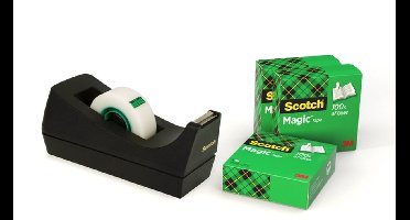 Plakbandhouder scotch c38 zwart + 4rol tape | 16 stuks