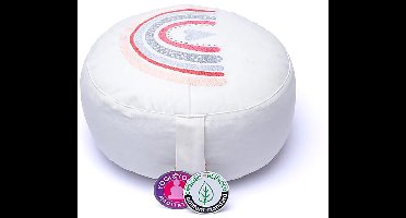 Meditatiekussen rond wit regenboog biokatoen (OCS)
