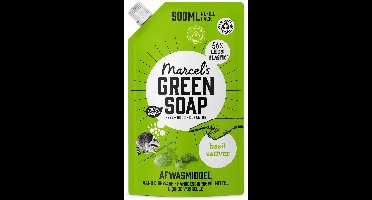 Marcel's Green Soap Afwasmiddel basilicum & vertivert gras navulling 500 Milliliter