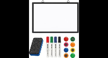BRASQ Whiteboard 60x90 cm magnetisch – met accessoires set (markers, wisser, magneten) - Schoolbord - Magneetbord – zwart
