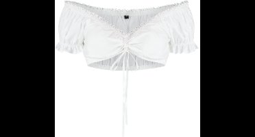 Dirndl Blouse - Carmenblouse Wit - Met Fijn Kant - Dames - Maat 36