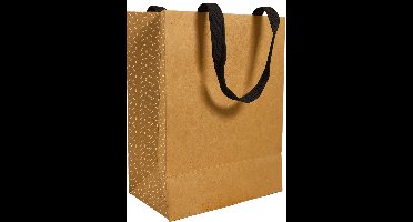 Luxe Papieren Draagtas Kraft Stoffen handvaten – 25 + 13 x 33 cm / 10 stuks
