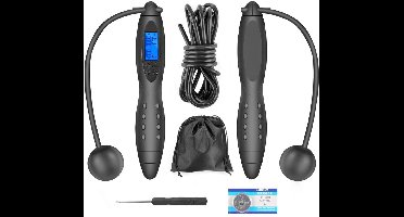 Springtouw met Teller - Elektrisch Jumprope Fitness - Draadloos voor Volwassen en Kinderen - Zwart