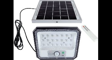 HEROS - LED SoLAR Tuinverlichting - Wandlamp met Sensor - Zonne-energie - Bewegingssensor - 7W - ZWART