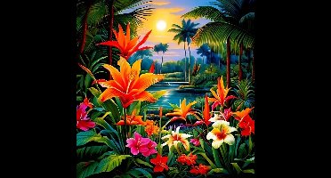 Diamond painting set bloemen tuin 40x40cm