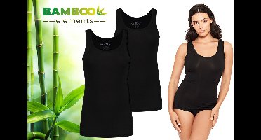 Bamboo Elements - Bamboe Hemden Dames - 2-pack - Zwart - Onderhemd Dames - Hemdjes Dames - Singlet Dames - t Shirt Dames