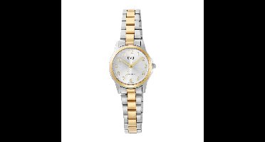Q&Q-dameshorloge-model c56a-006py-goudkleurig-zilverkleurig-bicolor-verstelbare band-duidelijke wijzerplaat- 3 bar waterdicht-diameter 24.5 mm
